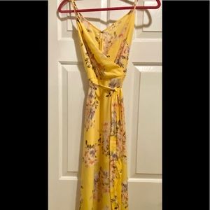 Yellow floral midi dress